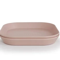 Mushie Vierkante Borden Set Van 2 - Blush