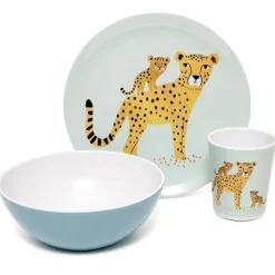 Petit Monkey - Melamine Kom - Luipaard - Aqua Mint