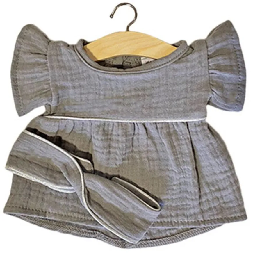 Poppenjurk Met Haarband Daisy Grey - Minikane