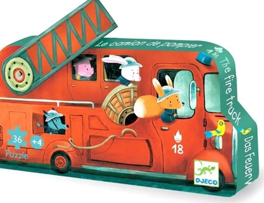 Puzzel Brandweerwagen - Djeco - 16 Stukjes - 3 Jaar
