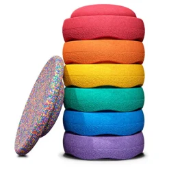Stapelstein Rainbow Basic Stapelstenen 6 Stuks + Confetti Balanceerbord