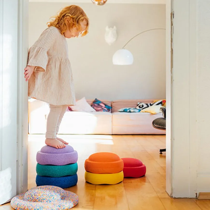 Stapelstein Rainbow Basic Stapelstenen 6 Stuks + Confetti Balanceerbord