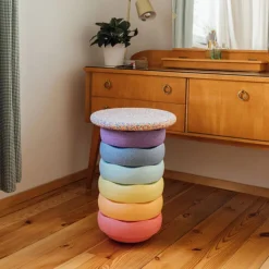 Stapelstein Rainbow Pastel Stapelstenen 6 Stuks + Confetti Balanceerbord