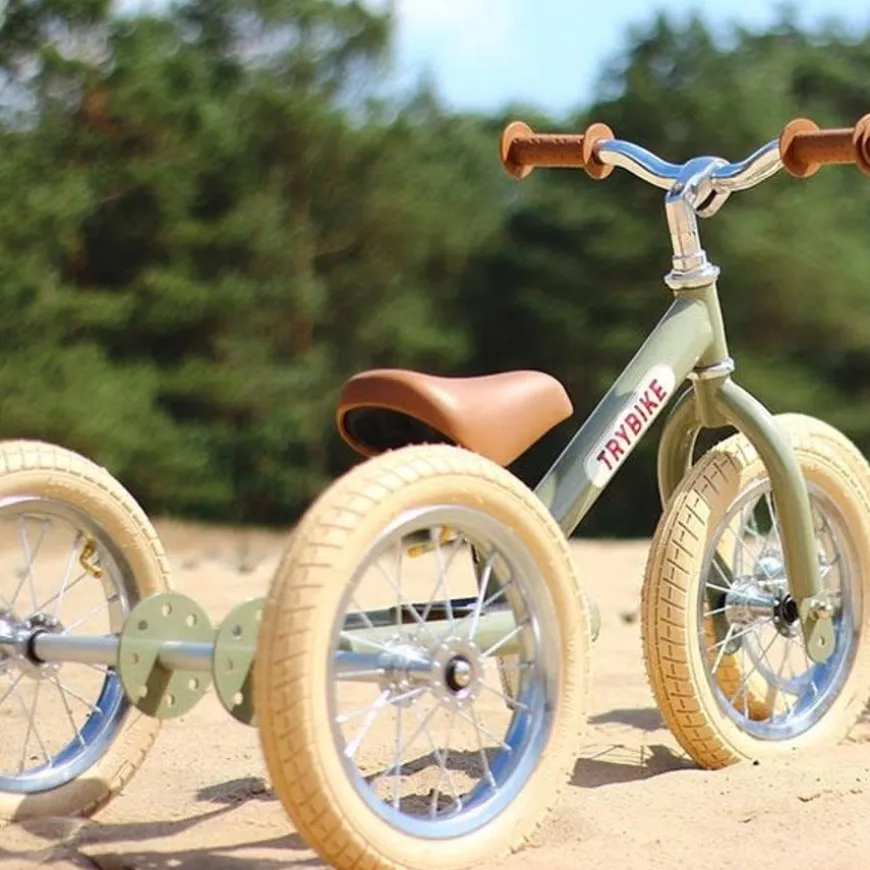 Trybike Steel 2-In-1 Loopfiets Vintage Groen