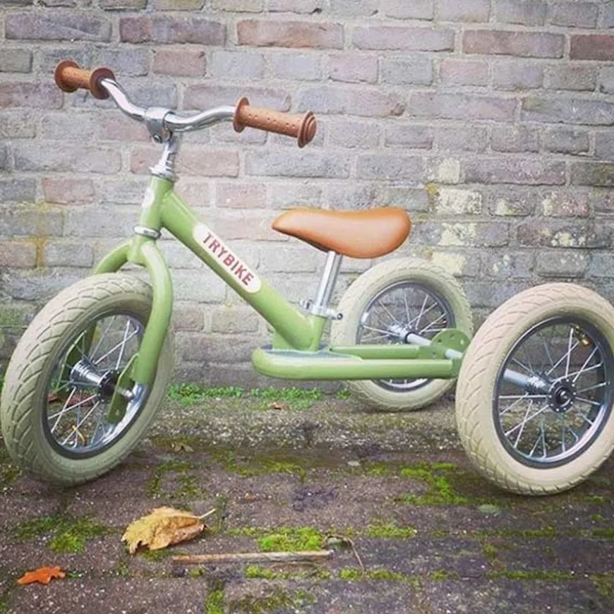 Trybike Steel 2-In-1 Loopfiets Vintage Groen